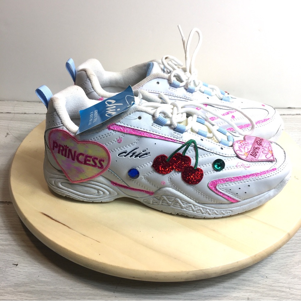 Chic  Sneakers Size 9 White Comfort Shoes
The shoes have been customized